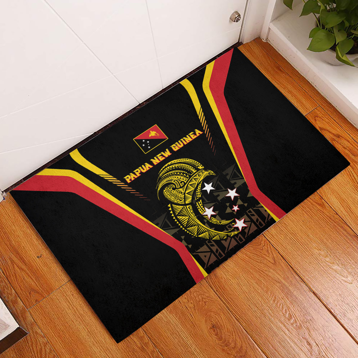 Papua New Guinea Cricket Rubber Doormat 2024 World Cup LT05 Black - Polynesian Pride