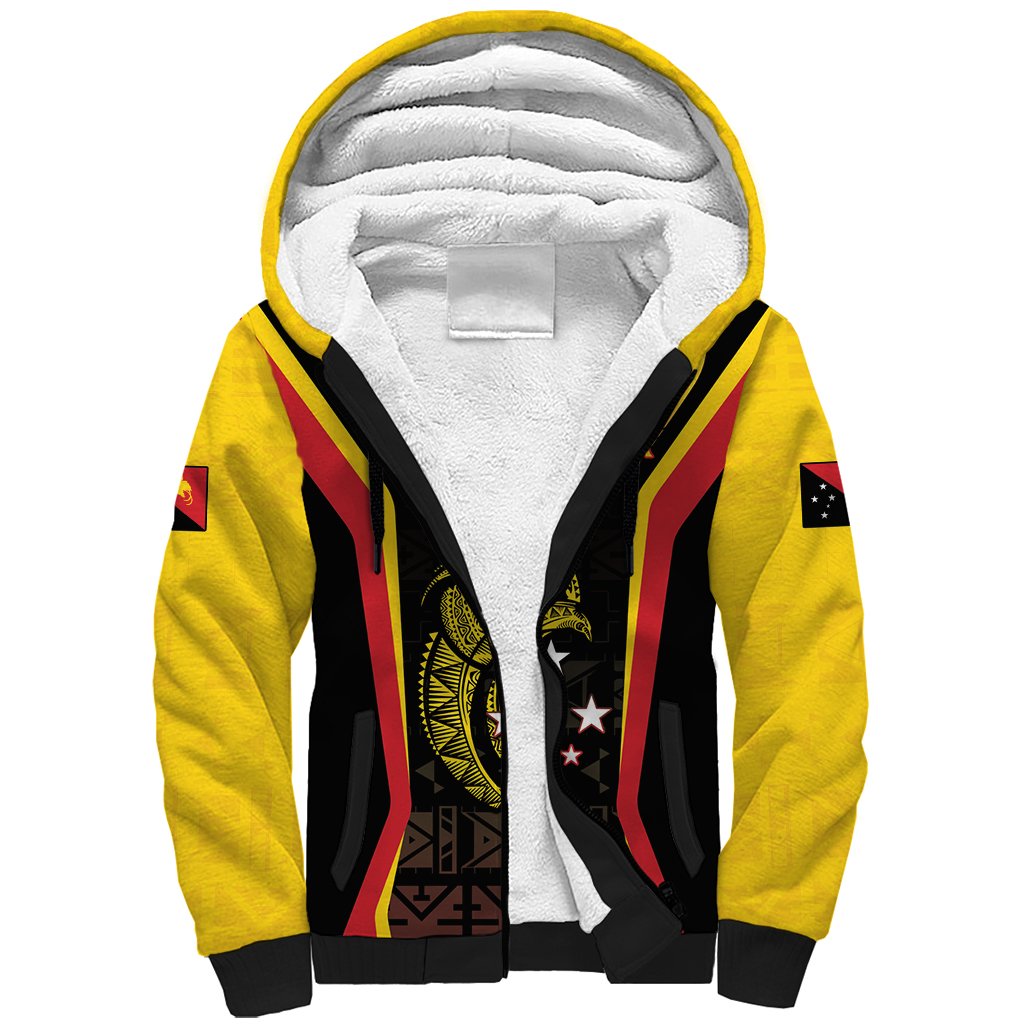 Custom Papua New Guinea Cricket Sherpa Hoodie 2024 World Cup LT05 Unisex Black - Polynesian Pride