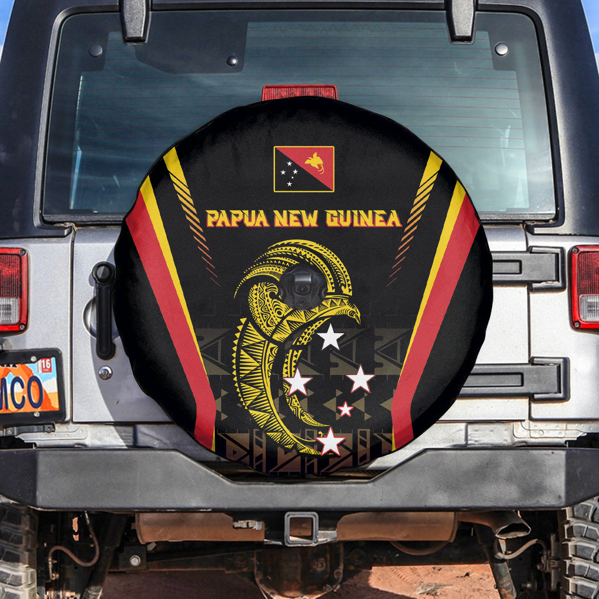 Papua New Guinea Cricket Spare Tire Cover 2024 World Cup LT05 Black - Polynesian Pride