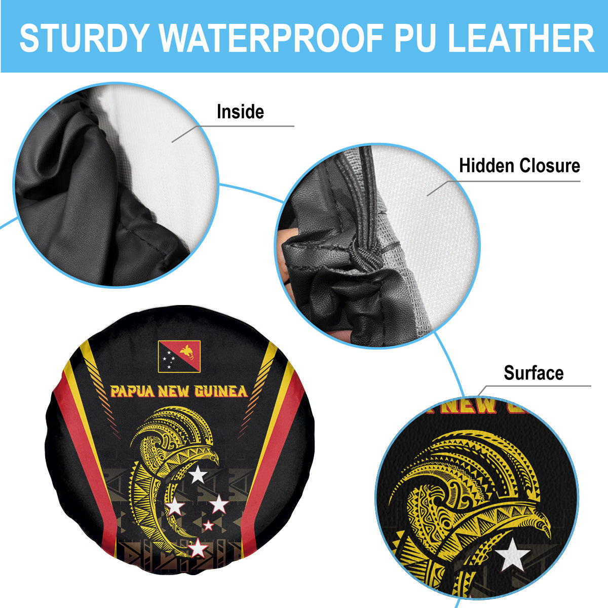 Papua New Guinea Cricket Spare Tire Cover 2024 World Cup LT05 - Polynesian Pride