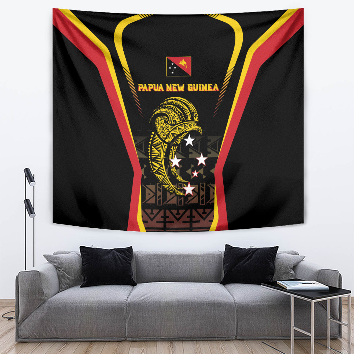 Papua New Guinea Cricket Tapestry 2024 World Cup LT05 Black - Polynesian Pride