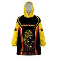 Custom Papua New Guinea Cricket Wearable Blanket Hoodie 2024 World Cup LT05 One Size Black - Polynesian Pride