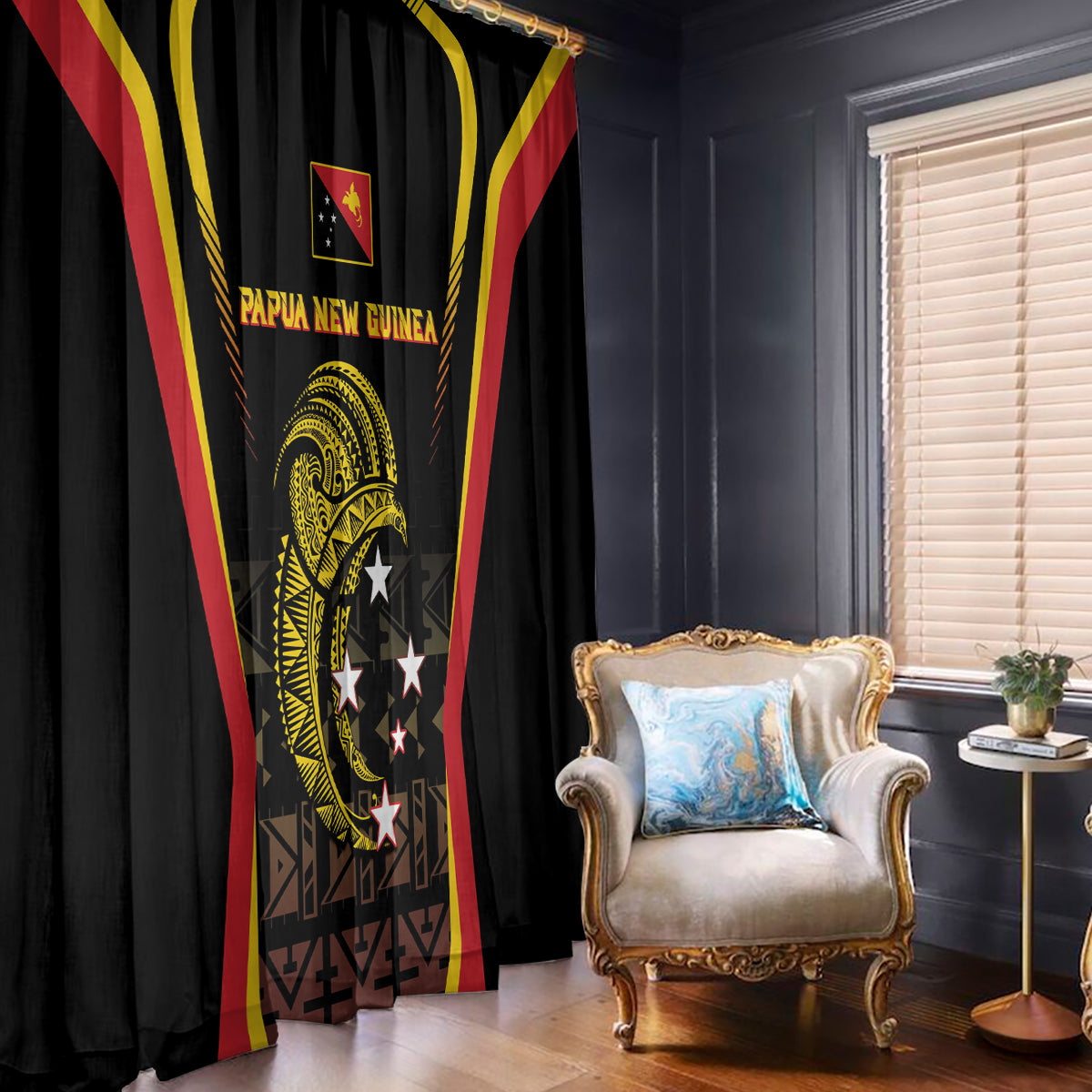 Papua New Guinea Cricket Window Curtain 2024 World Cup LT05 - Polynesian Pride