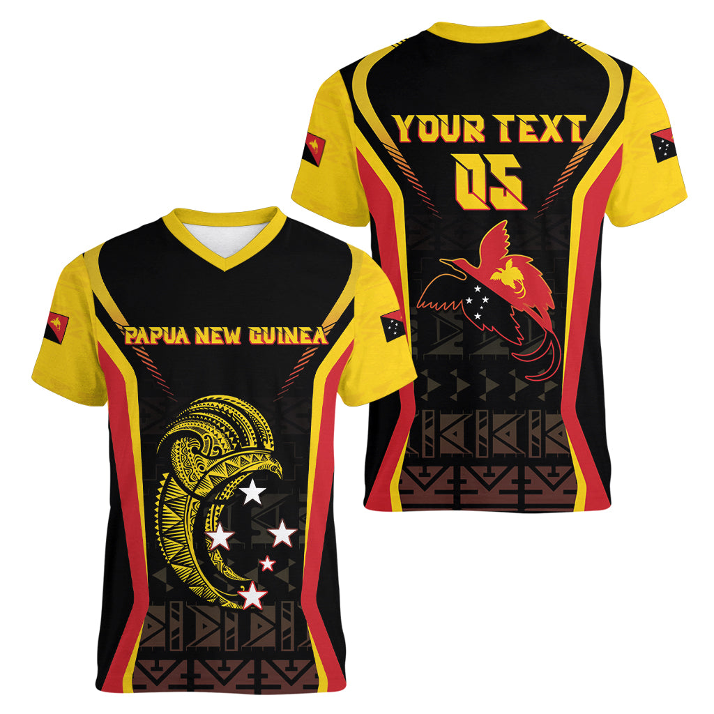 Custom Papua New Guinea Cricket Women V-Neck T-Shirt 2024 World Cup
