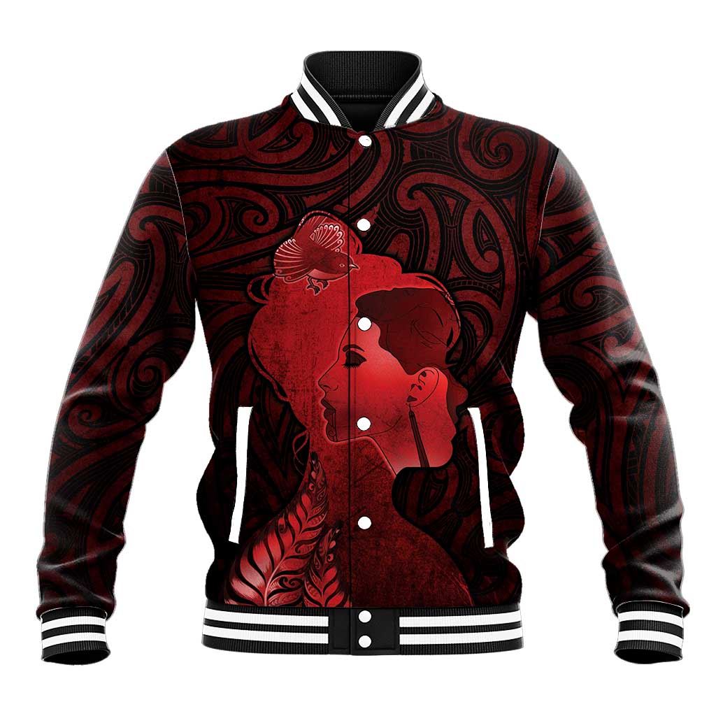 Aotearoa Mana Wahine Baseball Jacket The Spiritual Power Of Women LT05 Unisex Red - Polynesian Pride