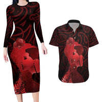 Aotearoa Mana Wahine Couples Matching Long Sleeve Bodycon Dress and Hawaiian Shirt The Spiritual Power Of Women