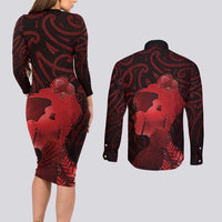 Aotearoa Mana Wahine Couples Matching Long Sleeve Bodycon Dress and Long Sleeve Button Shirt The Spiritual Power Of Women