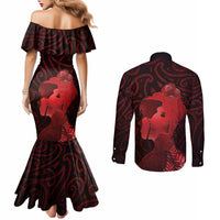 Aotearoa Mana Wahine Couples Matching Mermaid Dress and Long Sleeve Button Shirt The Spiritual Power Of Women