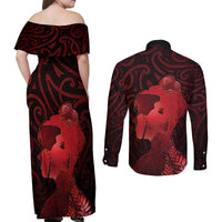 Aotearoa Mana Wahine Couples Matching Off Shoulder Maxi Dress and Long Sleeve Button Shirt The Spiritual Power Of Women