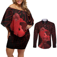 Aotearoa Mana Wahine Couples Matching Off Shoulder Short Dress and Long Sleeve Button Shirt The Spiritual Power Of Women