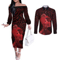 Aotearoa Mana Wahine Couples Matching Off The Shoulder Long Sleeve Dress and Long Sleeve Button Shirt The Spiritual Power Of Women