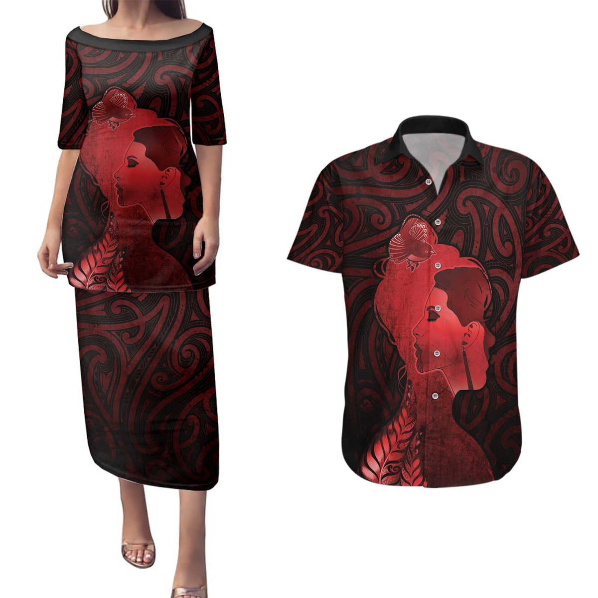 Aotearoa Mana Wahine Couples Matching Puletasi and Hawaiian Shirt The Spiritual Power Of Women