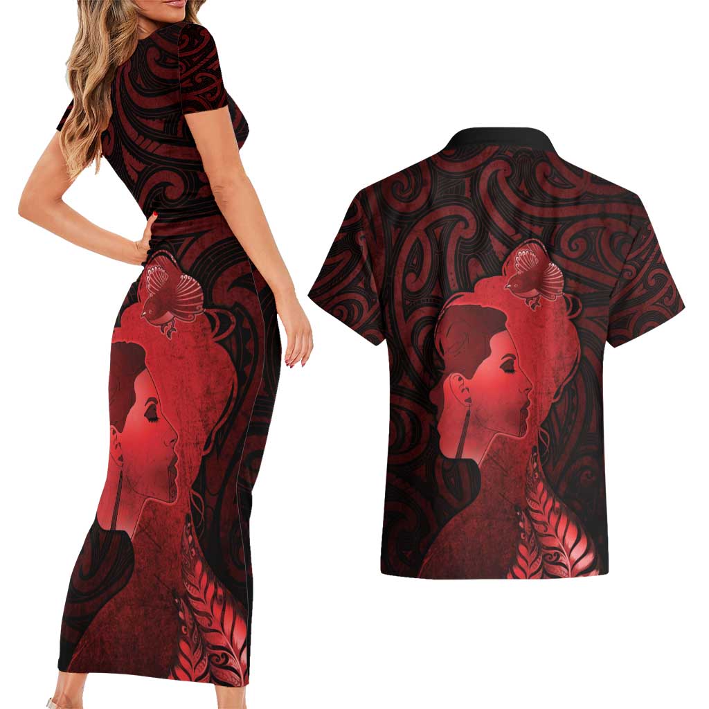 Aotearoa Mana Wahine Couples Matching Short Sleeve Bodycon Dress and Hawaiian Shirt The Spiritual Power Of Women
