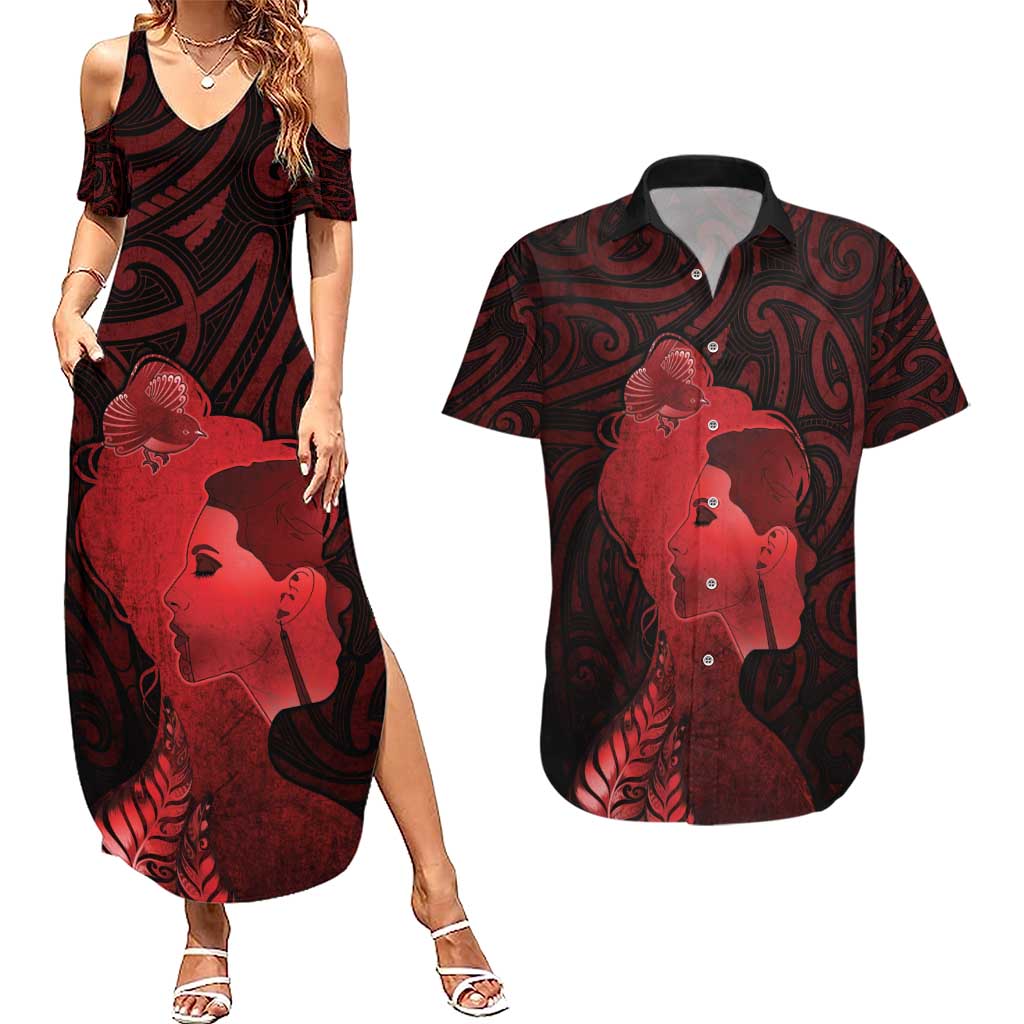 Aotearoa Mana Wahine Couples Matching Summer Maxi Dress and Hawaiian Shirt The Spiritual Power Of Women