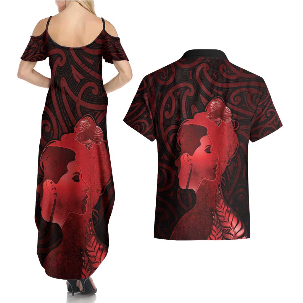 Aotearoa Mana Wahine Couples Matching Summer Maxi Dress and Hawaiian Shirt The Spiritual Power Of Women