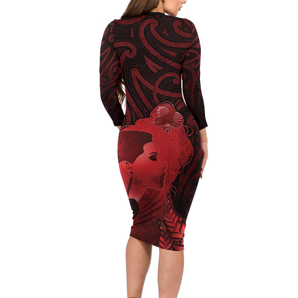 Aotearoa Mana Wahine Long Sleeve Bodycon Dress The Spiritual Power Of Women