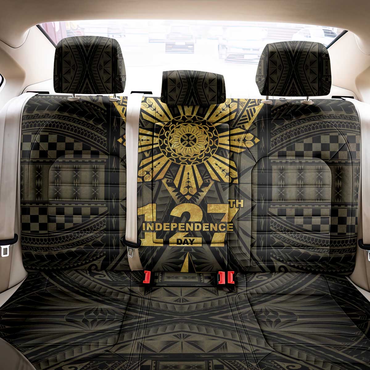Philippines Independence Day Back Car Seat Cover Filipinos Sun Star Tribal
