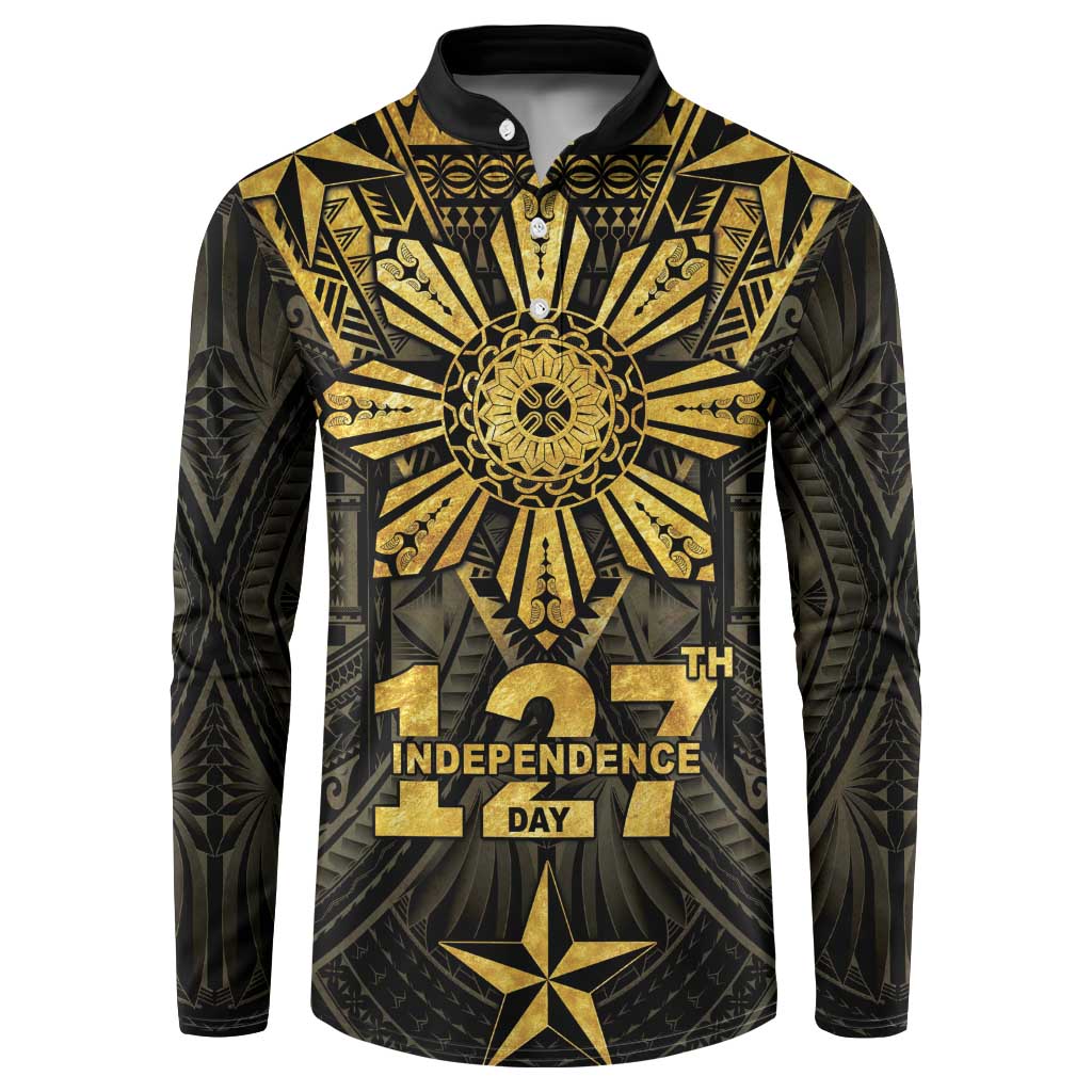 Personalised Philippines Independence Day Button Sweatshirt Filipinos Sun Star Tribal