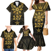Personalised Philippines Independence Day Family Matching Mermaid Dress and Hawaiian Shirt Filipinos Sun Star Tribal