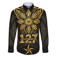 Personalised Philippines Independence Day Family Matching Off Shoulder Maxi Dress and Hawaiian Shirt Filipinos Sun Star Tribal