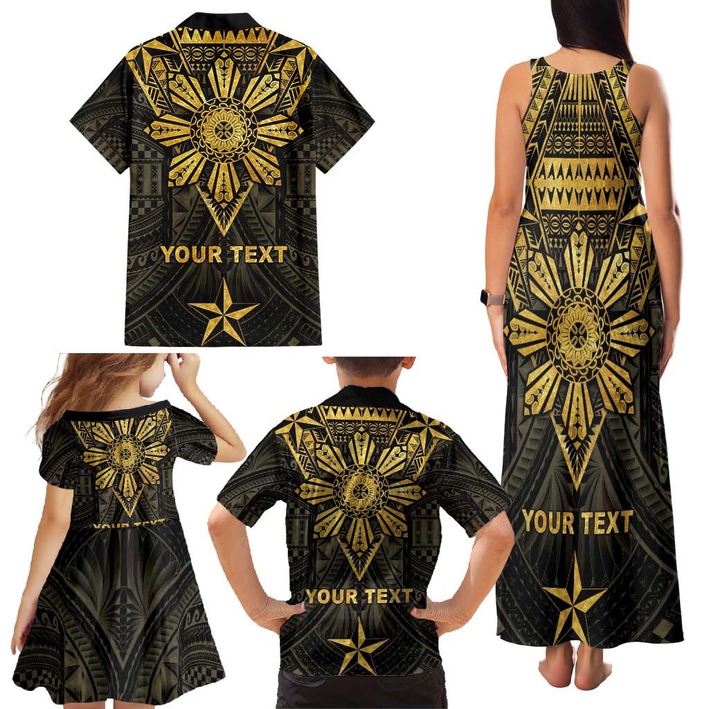 Personalised Philippines Independence Day Family Matching Tank Maxi Dress and Hawaiian Shirt Filipinos Sun Star Tribal