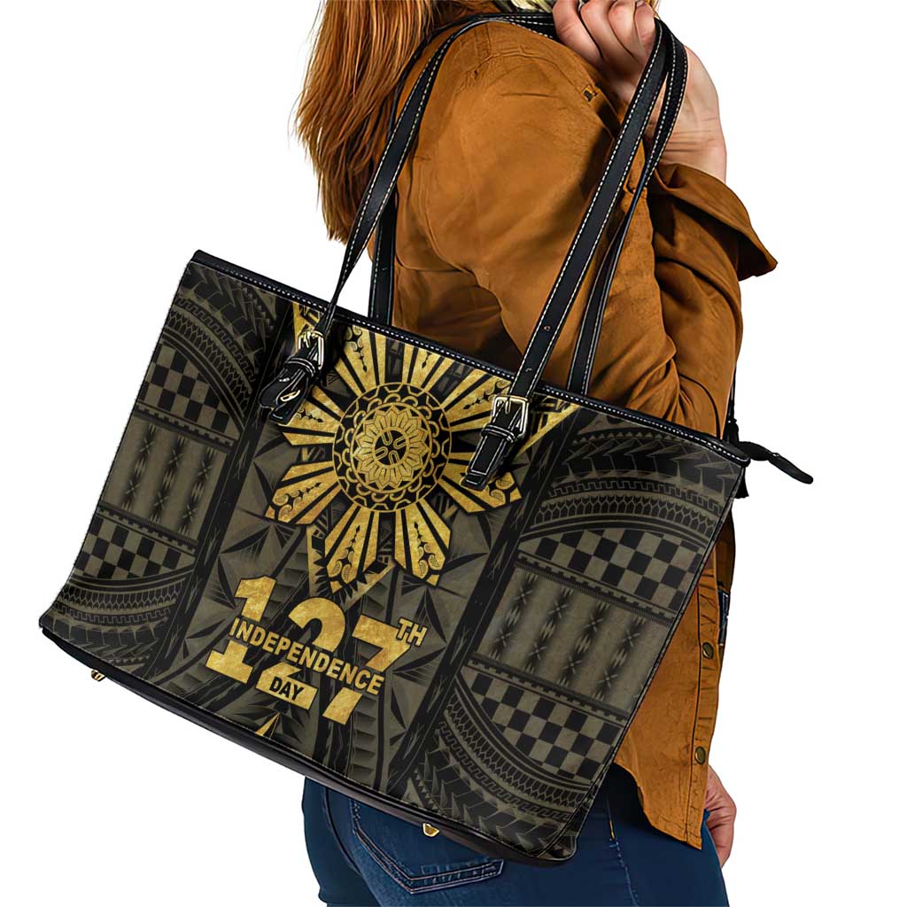 Philippines Independence Day Leather Tote Bag Filipinos Sun Star Tribal