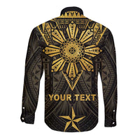 Personalised Philippines Independence Day Long Sleeve Button Shirt Filipinos Sun Star Tribal