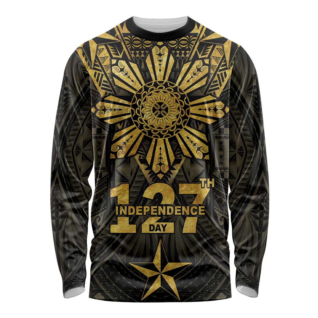 Personalised Philippines Independence Day Long Sleeve Shirt Filipinos Sun Star Tribal