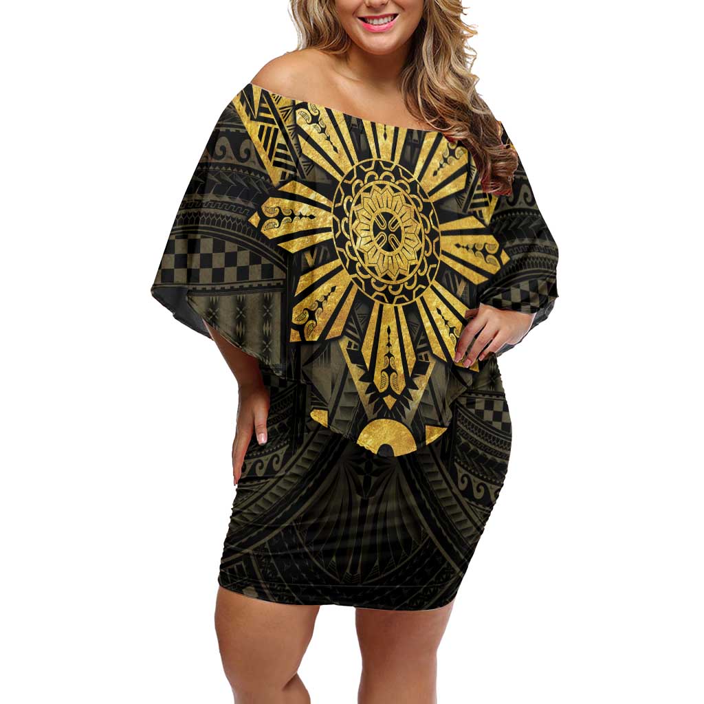 Personalised Philippines Independence Day Off Shoulder Short Dress Filipinos Sun Star Tribal