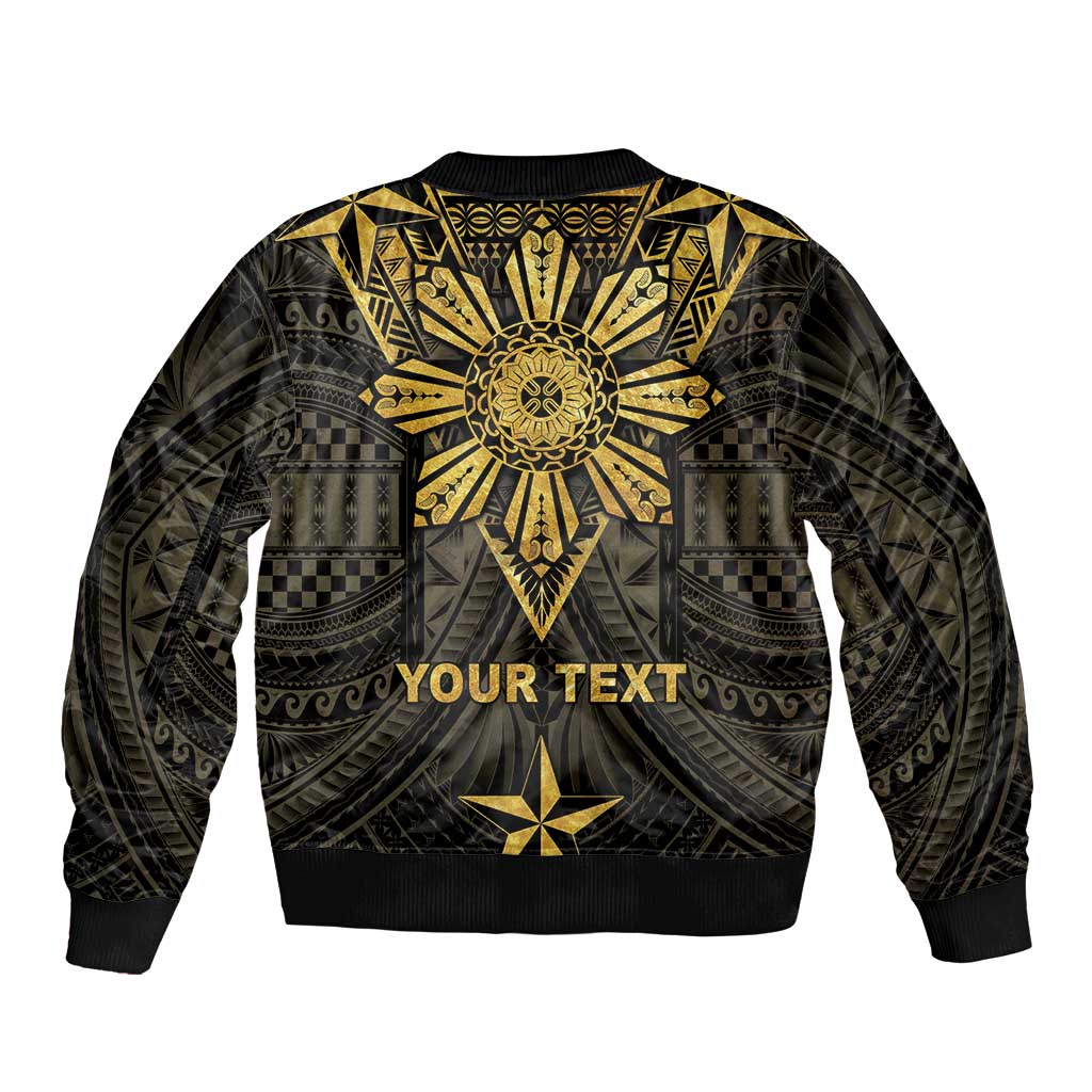 Personalised Philippines Independence Day Sleeve Zip Bomber Jacket Filipinos Sun Star Tribal