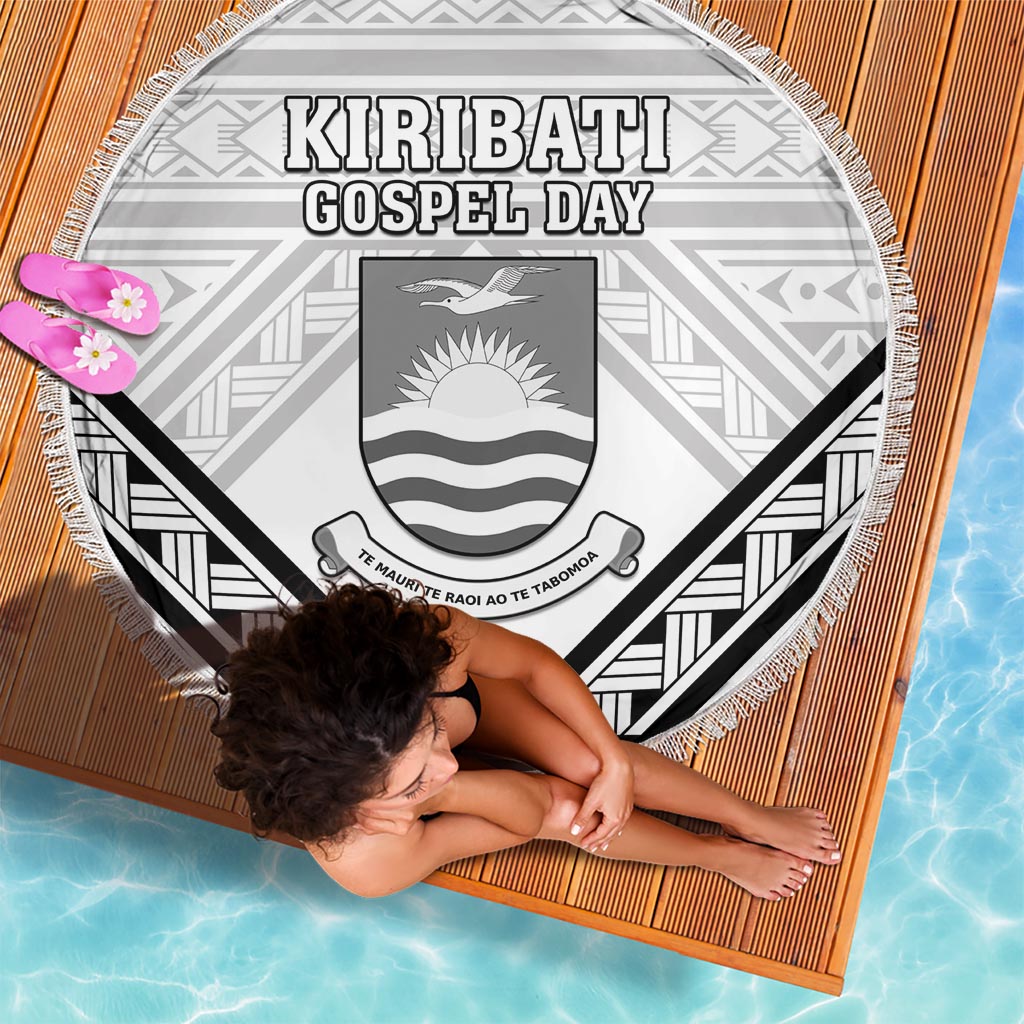 Kiribati Gospel Day Beach Blanket Coat Of Arms Polynesian Pattern LT05 - Polynesian Pride