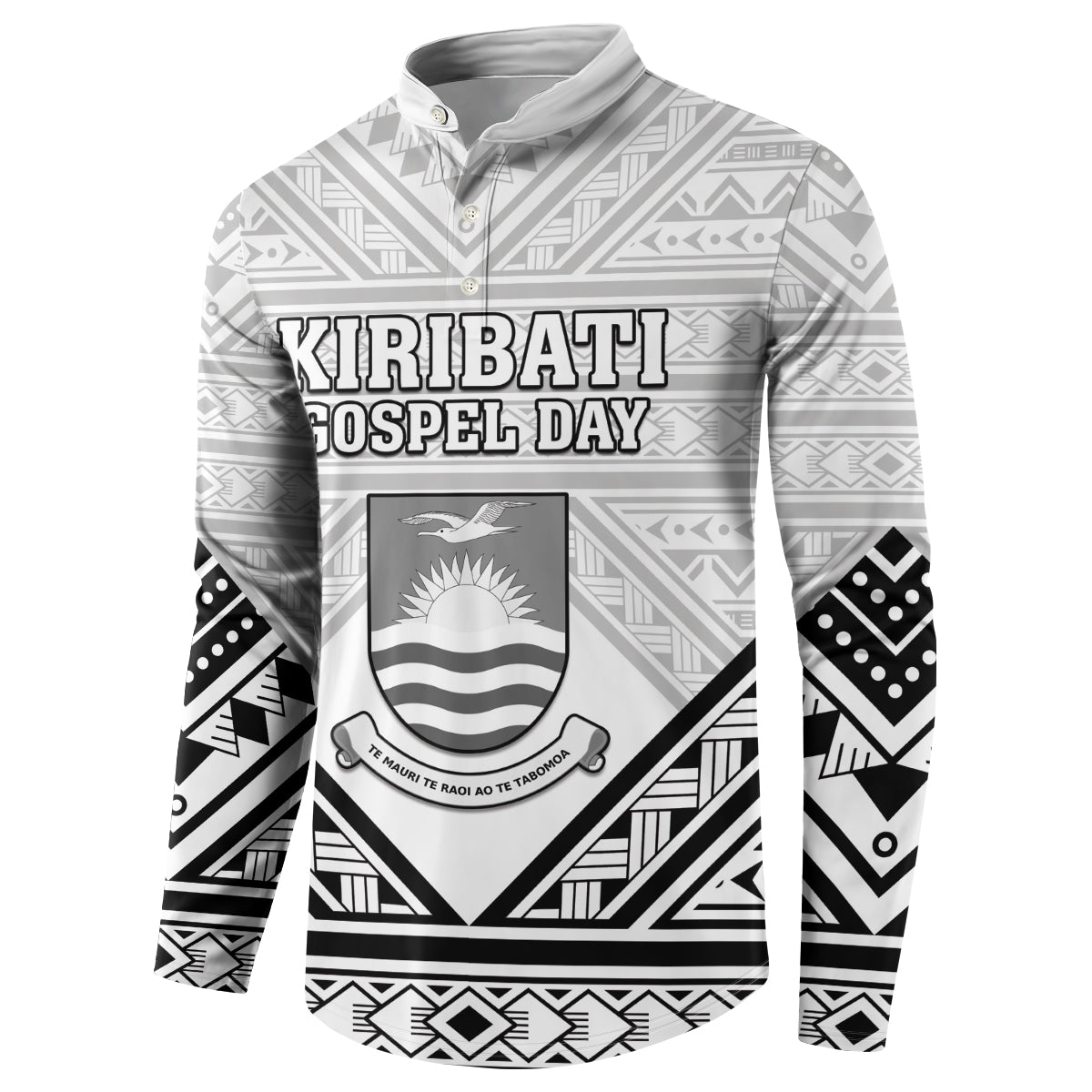 Personalised Kiribati Gospel Day Button Sweatshirt Coat Of Arms Polynesian Pattern LT05 - Polynesian Pride
