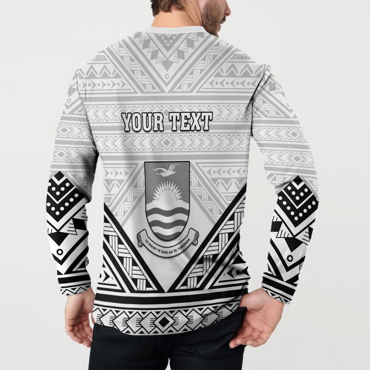 Personalised Kiribati Gospel Day Button Sweatshirt Coat Of Arms Polynesian Pattern LT05 - Polynesian Pride