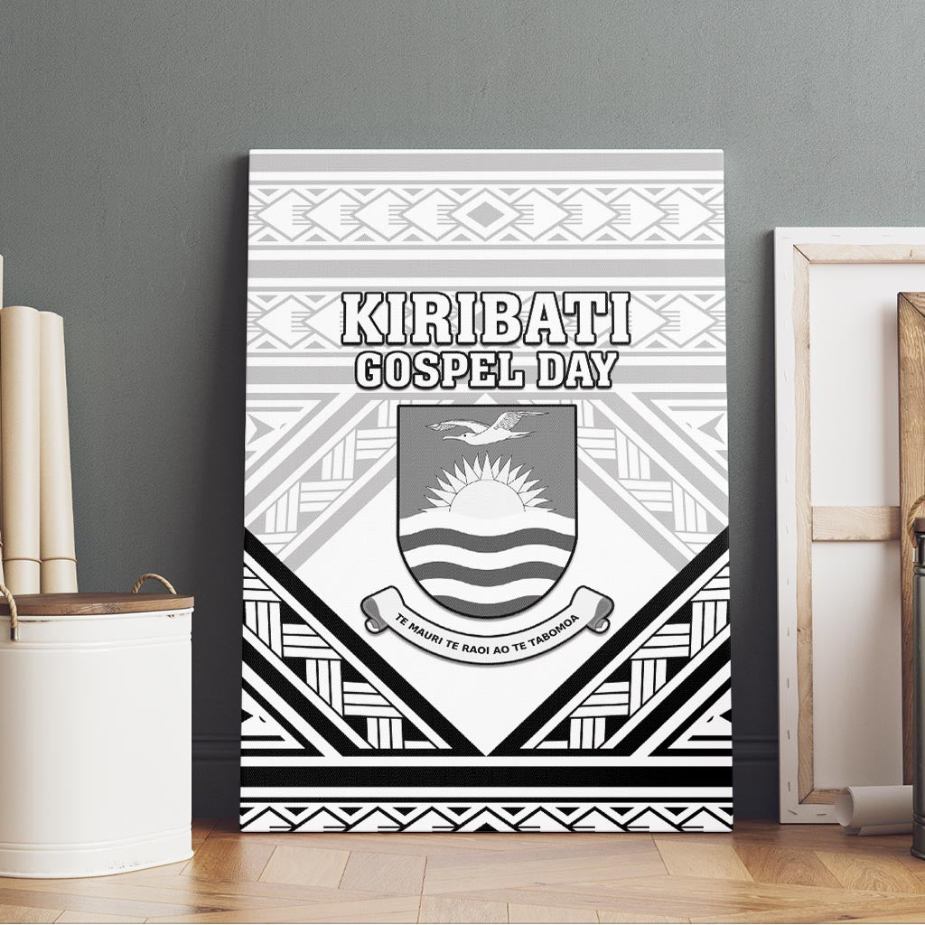 Kiribati Gospel Day Canvas Wall Art Coat Of Arms Polynesian Pattern LT05 - Polynesian Pride