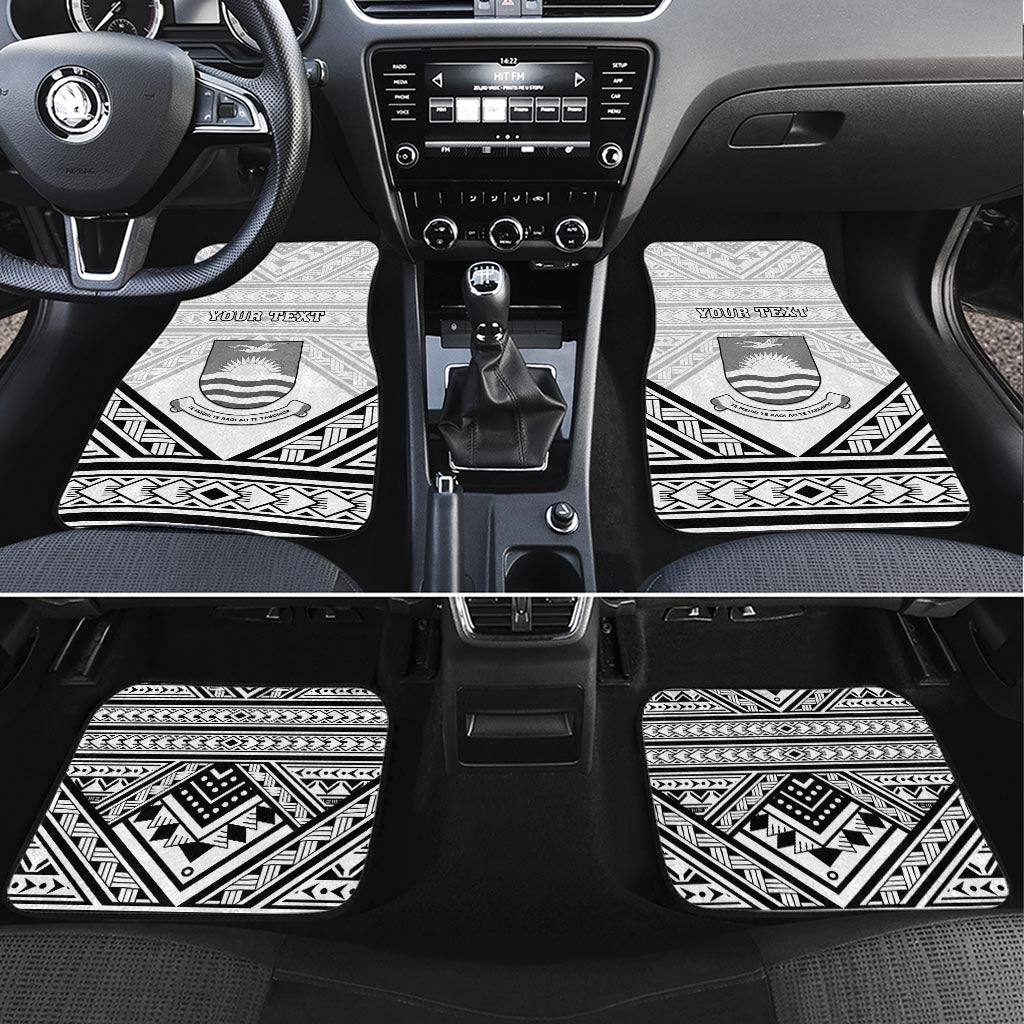 Kiribati Gospel Day Car Mats Coat Of Arms Polynesian Pattern LT05 Set 4pcs White - Polynesian Pride