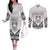 Personalised Kiribati Gospel Day Couples Matching Off The Shoulder Long Sleeve Dress and Long Sleeve Button Shirt Coat Of Arms Polynesian Pattern