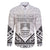 Personalised Kiribati Gospel Day Family Matching Off The Shoulder Long Sleeve Dress and Hawaiian Shirt Coat Of Arms Polynesian Pattern