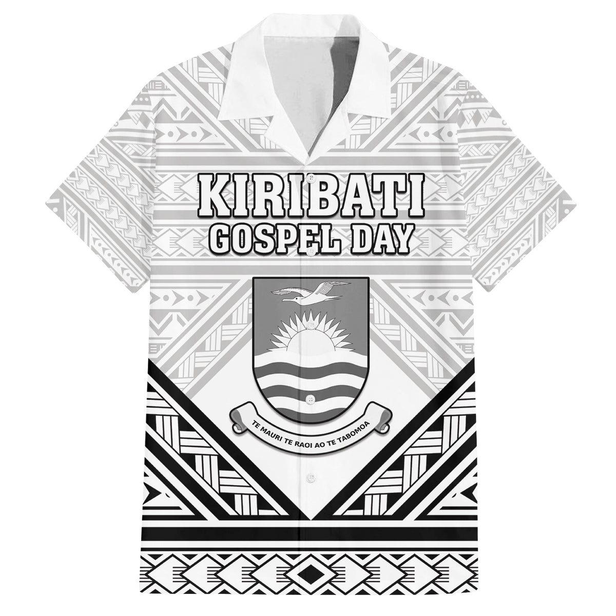 Personalised Kiribati Gospel Day Family Matching Tank Maxi Dress and Hawaiian Shirt Coat Of Arms Polynesian Pattern