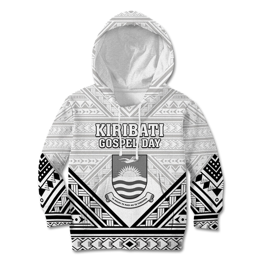 Personalised Kiribati Gospel Day Kid Hoodie Coat Of Arms Polynesian Pattern