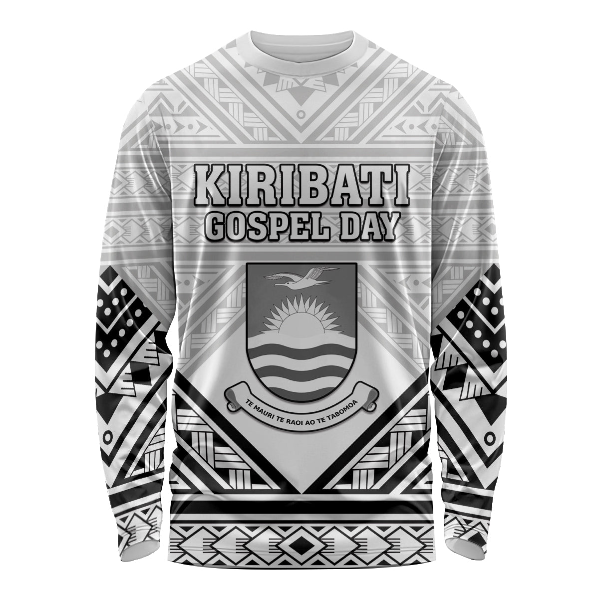 Personalised Kiribati Gospel Day Long Sleeve Shirt Coat Of Arms Polynesian Pattern