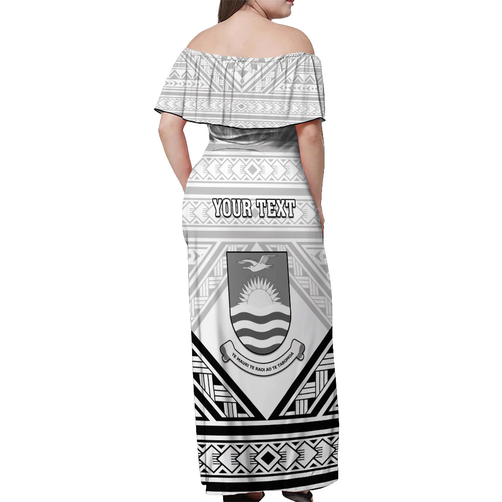 Personalised Kiribati Gospel Day Off Shoulder Maxi Dress Coat Of Arms Polynesian Pattern LT05 - Polynesian Pride