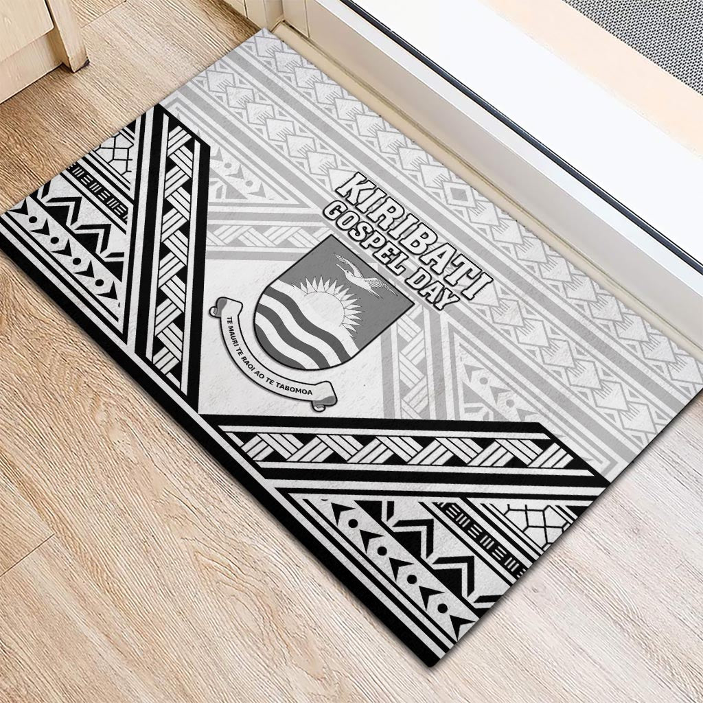 Kiribati Gospel Day Rubber Doormat Coat Of Arms Polynesian Pattern LT05 - Polynesian Pride