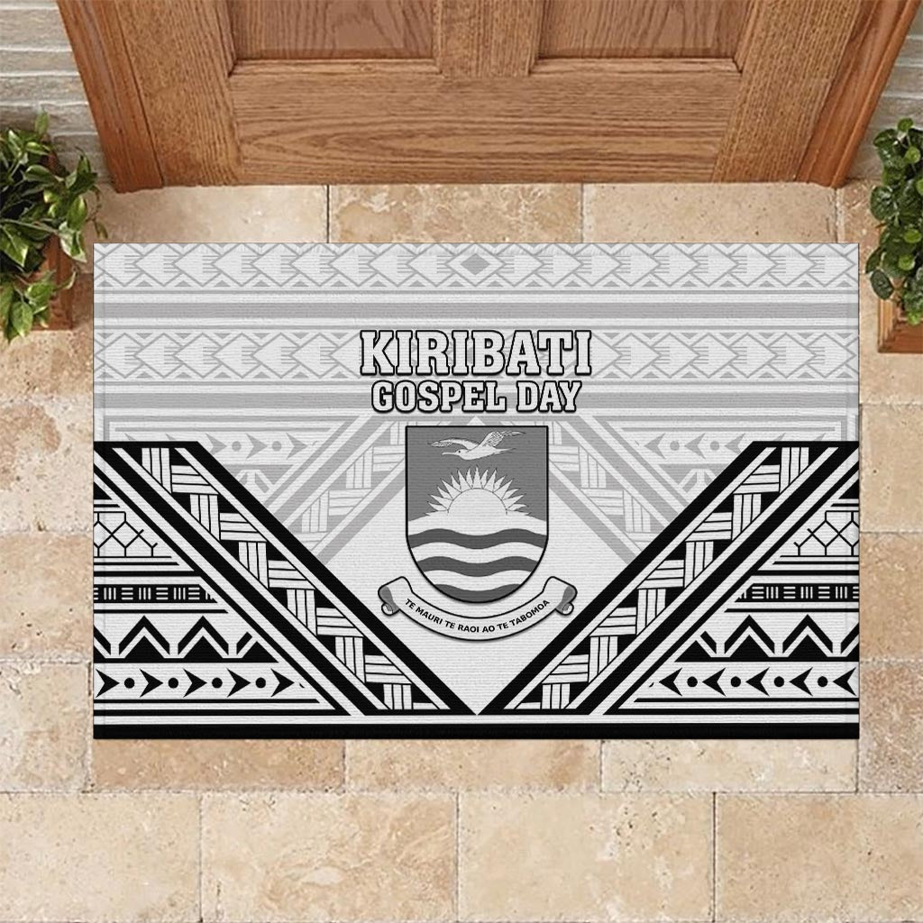 Kiribati Gospel Day Rubber Doormat Coat Of Arms Polynesian Pattern LT05 - Polynesian Pride