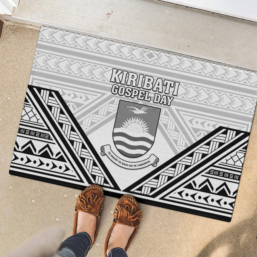 Kiribati Gospel Day Rubber Doormat Coat Of Arms Polynesian Pattern LT05 - Polynesian Pride