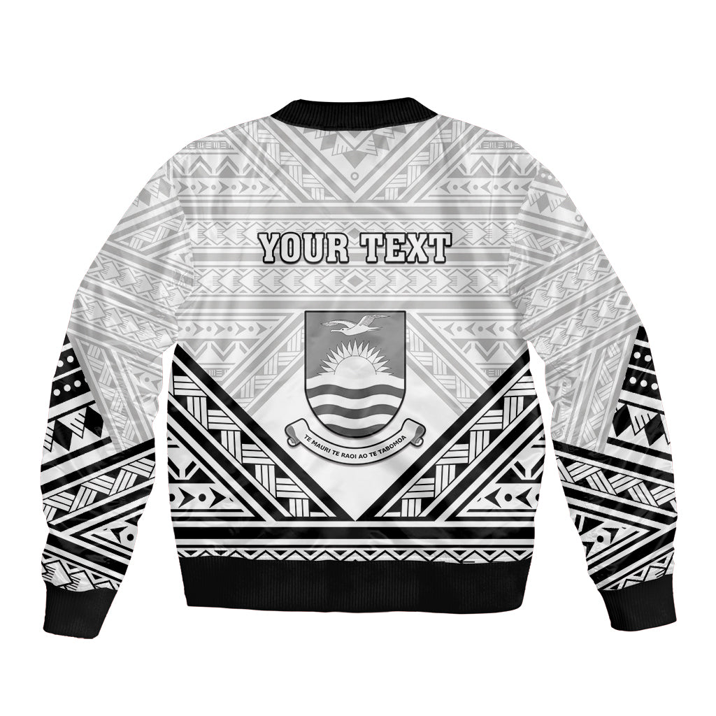 Personalised Kiribati Gospel Day Sleeve Zip Bomber Jacket Coat Of Arms Polynesian Pattern LT05 - Polynesian Pride