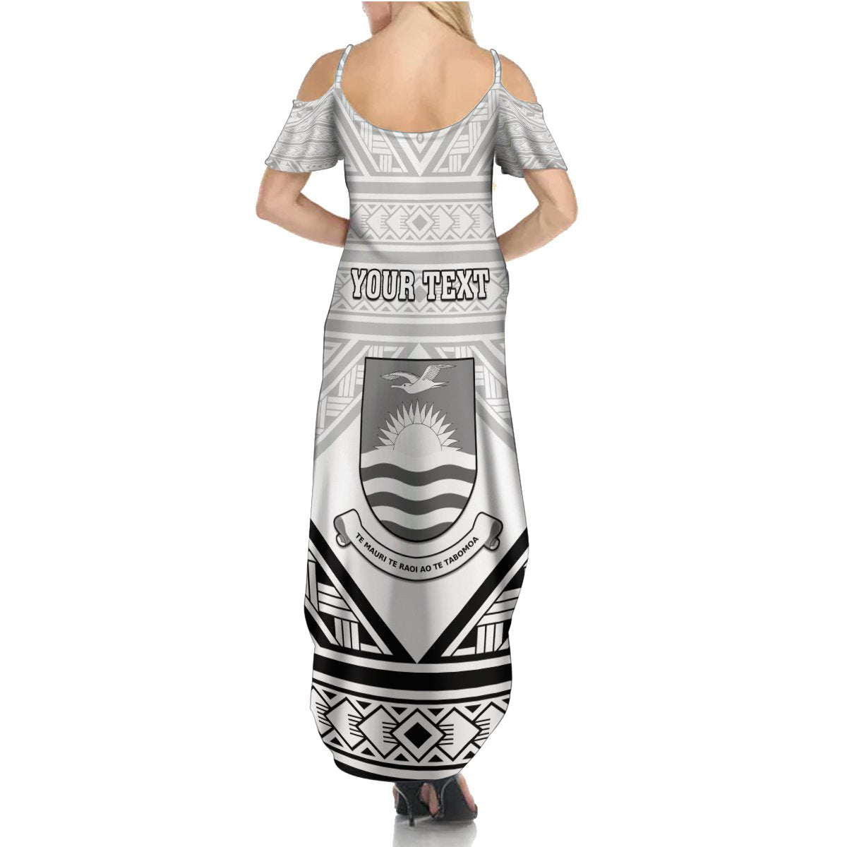 Personalised Kiribati Gospel Day Summer Maxi Dress Coat Of Arms Polynesian Pattern LT05 - Polynesian Pride