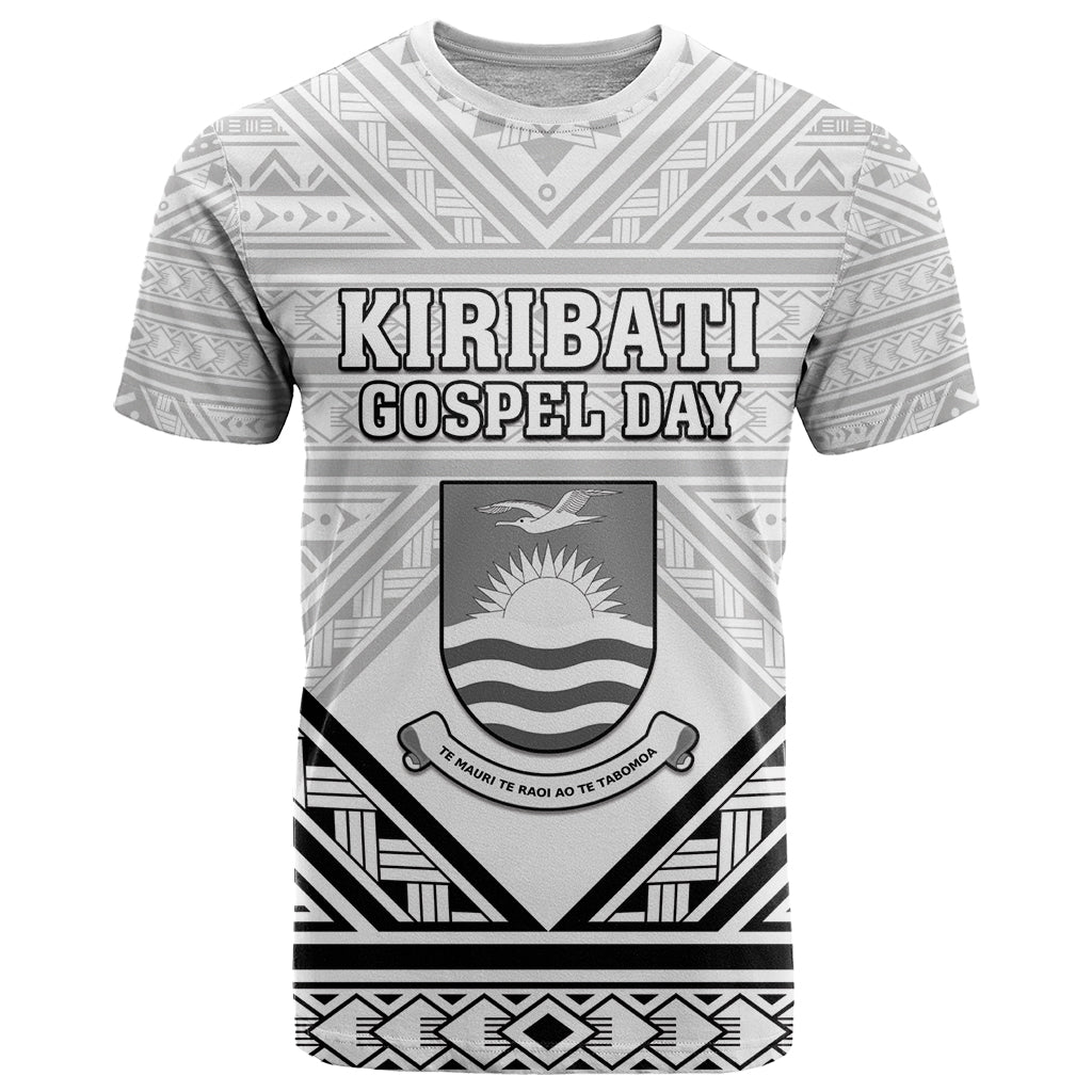 Personalised Kiribati Gospel Day T Shirt Coat Of Arms Polynesian Pattern