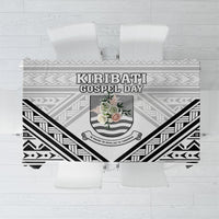 Kiribati Gospel Day Tablecloth Coat Of Arms Polynesian Pattern LT05 White - Polynesian Pride