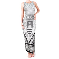 Personalised Kiribati Gospel Day Tank Maxi Dress Coat Of Arms Polynesian Pattern LT05 Women White - Polynesian Pride