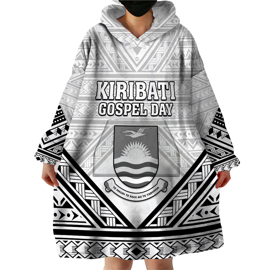 Personalised Kiribati Gospel Day Wearable Blanket Hoodie Coat Of Arms Polynesian Pattern LT05 - Polynesian Pride